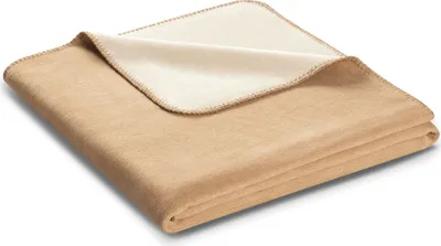 Produktbild von Biederlack Plaid mit Zierstich Melange Doubleface Farbe creme-natur Größe 150 x 200