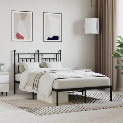 Produktbild von vidaXL Bettgestell mit Kopfteil Metall Schwarz 120x200 cm - Bettgestell - Bettgestelle - Bettrahmen - Bett
