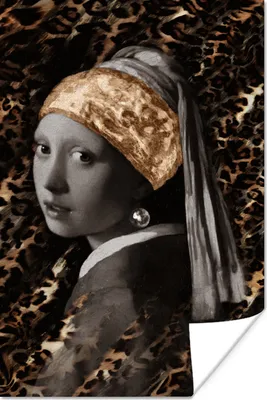 Produktbild von MuchoWow® Poster Das Mädchen mit dem Perlenohrring - Johannes Vermeer - Gold 120x180 cm - Kunstposter