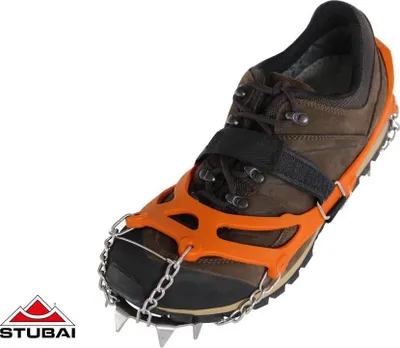 Image de STUBAI Crampons pour chaussures de randonnée | MOUNT TRACK orange, taille M/L/XL Crampons antidérapants en acier inoxydable pour l'hiver, crampons antidérapants pour chaussures, randonnée, neige, plein air