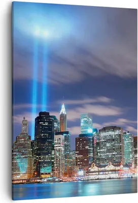 Produktbild von Bild auf Leinwand - Leinwandbild - Einteilig - Wolkenkratzer Lichter Ansicht - 50x70cm - Wand Bild - Wanddeko - Wandbilder - Leinwanddruck - Wanddekoration - Leinwand bilder - Wandbild - PA50x70-0220
