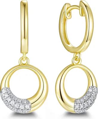 Produktbild von 9NB-1692 – New Bling – Zilveren oorbellen open rond – Met zirkonia – Goudkleurig – 925 zilver