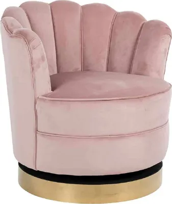 Produktbild von Casa Padrino Luxus Samt Drehsessel Rosa / Gold 81,5 x 76 x H. 79 cm - Moderner Wohnzimmer Sessel - Luxus Wohnzimmer Möbel