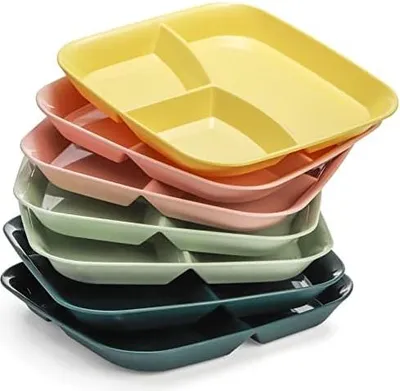 Produktbild von Nicunom 8 Stück Teller-Set Portionskontrolle, Unzerbrechlich Portionskontrollteller, wiederverwendbare 3-Fächer-Essteller für gesunde Ernährung und bariatrische Ernährung