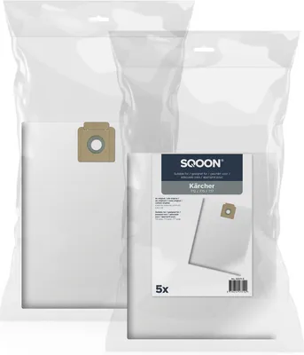 Produktbild von SQOON Staubsaugerbeutel 5 Stück Geeignet für Kärcher T12 / T15 / T17, Ersatz für Modell 6.904-312, 6.904-315, 6.907-017, 6.907-019, Hochwertige Filterbeutel,Industrielle Reinigung