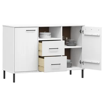 Obrázek produktu pro vidaXL Příborník OSLO s kovovými nohami bílý 113x40x77 cm Masivní dřevo