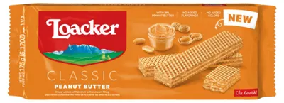Zdjęcie produktu dla Loacker Classic Peanut Butter Crispy Wafers Peanut Cream Filling 175g