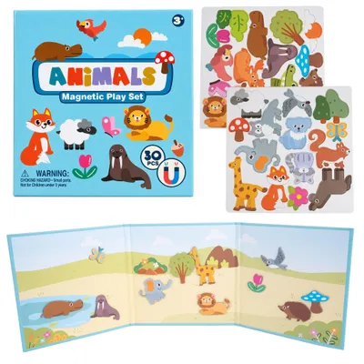 Zdjęcie produktu dla Puzzle magnetyczne klocki 30 magnesów zwierząta