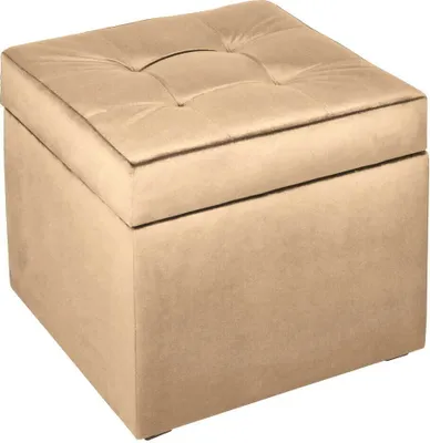 Produktbild von mg design Polsterhocker, 45x45 cm, Farbe Beige – weicher Sitz, aufklappbar mit Stauraum (50l) hält Einer Belastung von bis zu 100 kg Stand