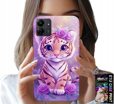 Immagine prodotto di Custodia per Xiaomi Redmi 13C 4G - Dolce tigrotto su sfondo rosa + vetro
