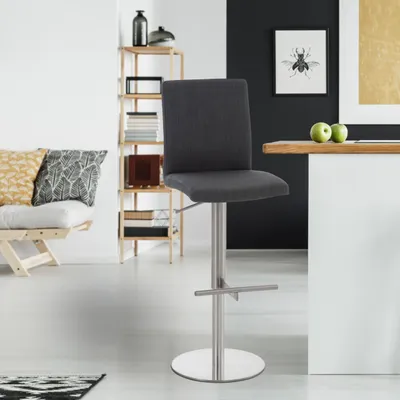 Produktbild von Barhocker Cadiz Stoff edelstahl dunkelgrau