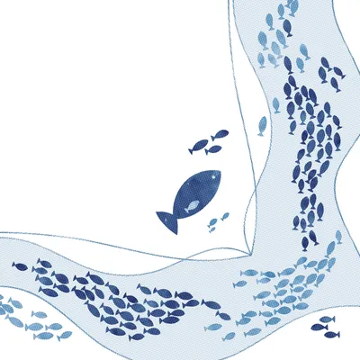 Produktbild von 50 Papstar Servietten ROYAL Collection 1/4-Falz 40 cm x 40 cm Fish 87373