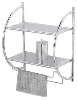 Immagine prodotto di WENKO mensola a muro bagno EXCLUSIVE 2 ripiani portasciugamani in acciaio inox WC