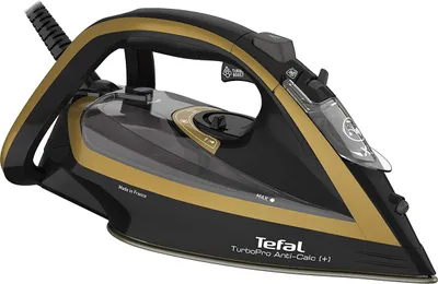 Zdjęcie produktu dla Tefal TurboPro FV5696, Żelazko suche, Durilium AirGlide Autoclean soleplate, 2 m, 270 g/min, Czarny, Złoto, 50 g/min