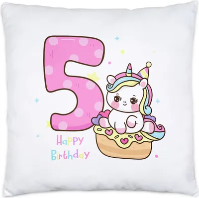 Produktbild von Happy Birthday Kissen 5. Geburtstagskind 5. Geburtstag Alles Gute Happy Birthday Party Einhorn