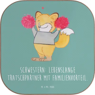 Produktbild von Mr. & Mrs. Panda Tischuntersetzer Schwestern Tratschpartner - Meeresbrise - Geschenk, Familiengeschenk, Tassenuntersetzer, Familie, Schwester, gläseruntersetzer, Tratsch