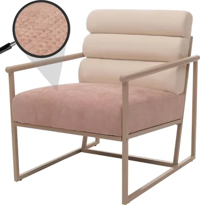 A close-up view of a lounge chair with a magnified section showing the fabric texture.