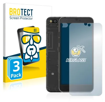 A product shot of a phone screen protector packaging and a phone.