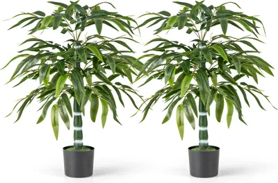 Image de COSTWAY 2 Plantes artificielles Bambou 100cm, Arbre artificiel avec pot, troncs & branches réglables, , Bambou Arbre de décoration Vert