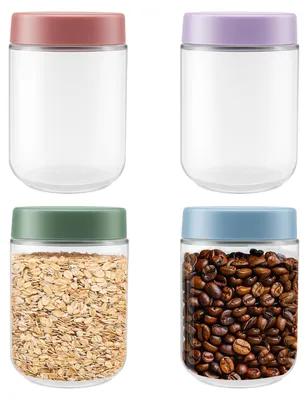 4er-Set Vorratsgläser 500 ml, Glas mit Deckel, luftdicht, stapelbar