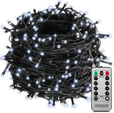 Produktbild von MONZANA® 200 LED Lichterkette 20m Weihnachtsbaum Außen Innen Timer 8 Modi Dimmbar Fernbedienung IP44 Fenster Deko Weihnachten Beleuchtung Kaltweiß