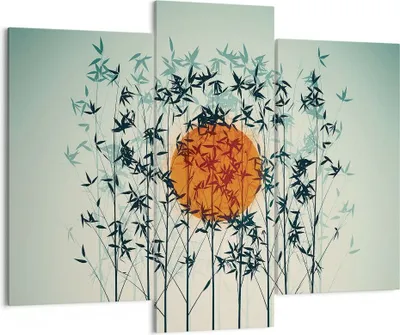 Produktbild von Bild auf Leinwand - Leinwandbild - 3 Teile - Westen Sonne Gras - 130x100cm - Wand Bild - Wanddeko - Wandbilder - Leinwanddruck - Bilder - Wanddekoration - Leinwand bilder - Wandbild - CB130x100-5104