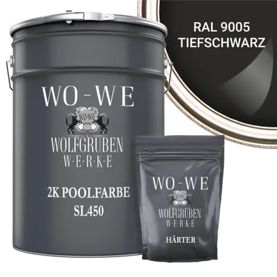 Produktbild von 2K Poolfarbe Poolbeschichtung Schwimmbadfarbe SL450 Tiefschwarz wie RAL 9005 - 2,5Kg