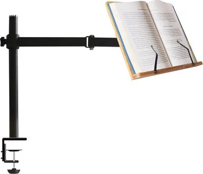 Produktbild von Verstellbarer Bambus-Bücherständer mit Klemme, stabil, 335x234cm, Handsfree-Lesen