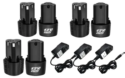 Zdjęcie produktu dla Bateria litowo-jonowa, pojemność 3000 mAh, akumulator, ładowarka do 6 sztuk, 12 V