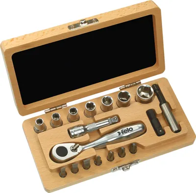 Imagen del producto de Juego de llaves de torsión Felo Mini-Ratche XS de 1/4" con accesorios y puntas (FL05771866)