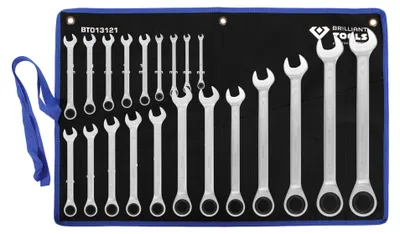 Zdjęcie produktu dla BRILLIANT TOOLS Zestaw kluczy oczkowych z grzechotką 21 szt. 6 - 32 mm - BT013121