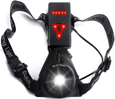 Productafbeelding van Hardlooplamp borst - LED voor en achter - Oplaadbaar via USB
