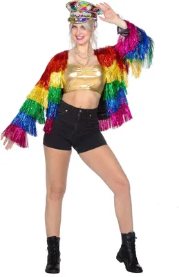 Produktbild von Glitzer Festivaljacke Regenbogen Größe: M-L