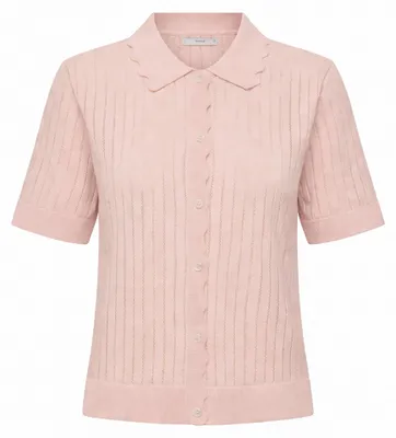Produktbild von ONLY Kurzarm Cardigan Einfarbig Strickstruktur Polokragen Größe: L