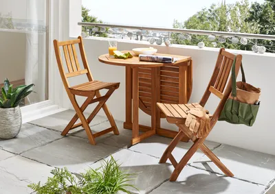 Produktbild von Balkonmöbel Set 3tlg Akazie Klapptisch 120 x 70 cm PEDRO/BLOOM