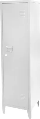 Image de Armoire à casiers blanche pour bureau, 1 porte, style industriel - Dimensions : 38 x 38 x H 137 cm