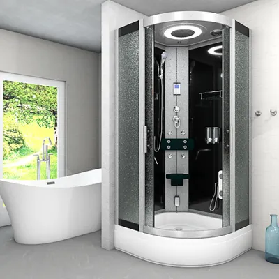 Produktbild von Dampfdusche Dusche Duschkabine D58-63M2 Duschtempel Sauna 100x100 cm