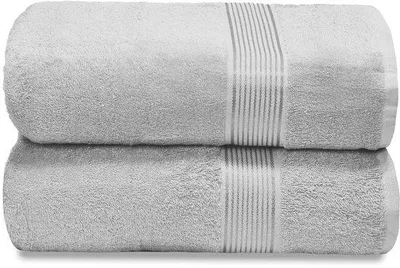 Produktbild von Unyqoos® Extra großes Badetuch-Set (2 St.) – 100 x 150 cm, 100% Baumwolle, schnelltrocknend, hellgrau