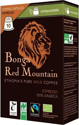 Obrázok produktu pre Original Food Bonga Red Mountain Espresso, Kávová kapsula, Espresso, Nepražené, 10 šálok, 7/10, EN DIN 13432
