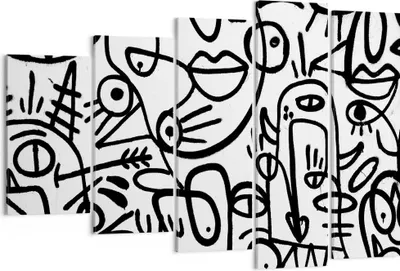 Produktbild von Bild auf Leinwand - Leinwandbild - 5 Teile - Zeichnen Cartoon Graffiti - 150x100cm - Wand Bild - Wanddeko - Wandbilder - Leinwanddruck - Bilder - Wanddekoration - Leinwand bilder - EG150x100-4971