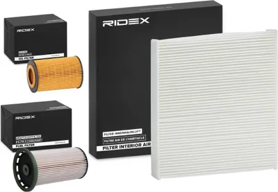 Produktbild von RIDEX Filterset Inspektionspaket Filtersatz für VW Golf VII Schrägheck (5G1, BQ1, BE1, BE2) Passat Variant (3G5, CB5) Golf VII Variant (BA5, BV5)