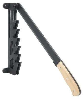Image de Fendeuse manuelle pour bois, à fixer au mur : en fonte, avec manche en bois, support mural réglable, inoxydable, avec anneau de sécurité. Livrée avec des gants et un sac de transport