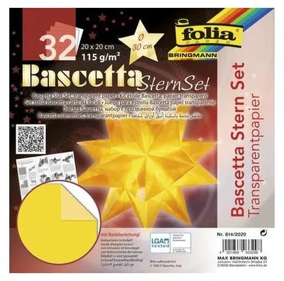 Produktbild von folia Faltblätter Bascetta-Stern gelb-transparent 20x20cm