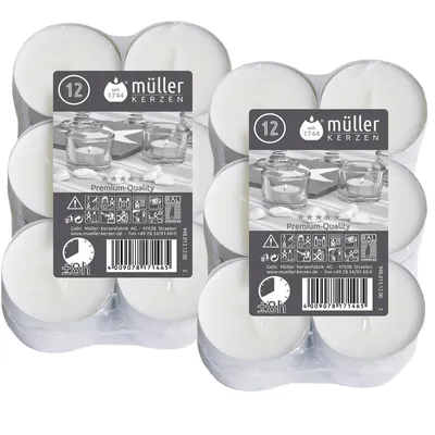 Zdjęcie produktu dla 2 opakowania po 12 sztuk, Ø 55 mm, świeczki typu „Maxi Lichter”