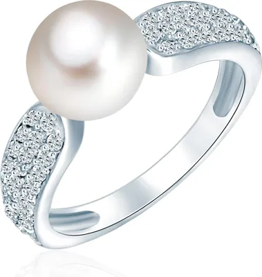 Produktbild von Valero Pearls Perlen-Ring Sterling Silber Zirkonia Süßwasser-Zuchtperle 60925024 60