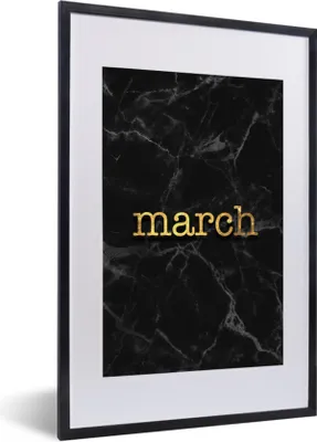 Produktbild von MuchoWow® Gerahmtes Poster Zitat - Kalender - März - Gold 40x60 cm - Poster mit Schwarzem Bilderrahmen Wandposter Rahmen Foto Bilder - Poster in Rahmen
