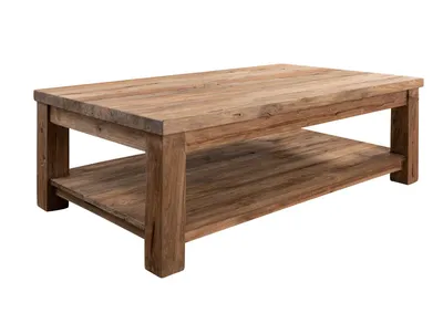 Image de MASSIVMOEBEL24 | Table basse 130x75 Teck brut Teck naturel BASSANO #139