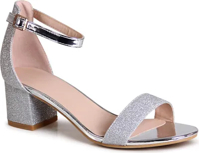 Produktbild von topschuhe24 2826 Damen Glitzer Riemchen Sandaletten Pumps, Farbe:Silber, Größe:36 EU