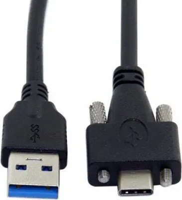 Produktbild von SYSTEM-S USB 3.1 Kabel 5 m Typ C Stecker zu 3.0 Typ A Stecker Schraube in Schwarz