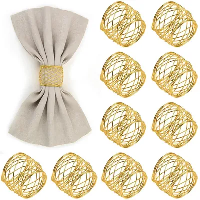 Serviettenringe Gold, 12 Stück, 4,2 x 3,6 cm, Metall